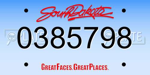 0385798 South Dakota License Plate