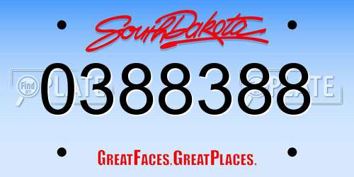 0388388 South Dakota License Plate