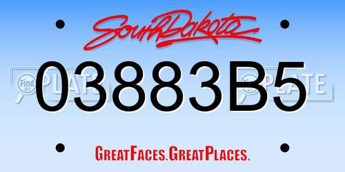 03883B5 South Dakota License Plate