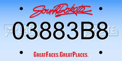 03883B8 South Dakota License Plate