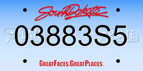 03883S5 South Dakota License Plate