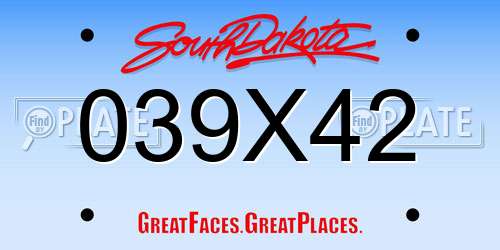 039X42 South Dakota License Plate