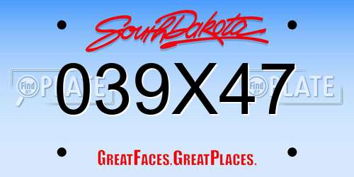 039X47 South Dakota License Plate