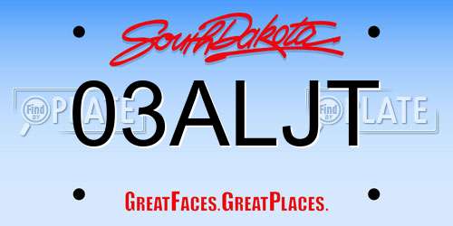03ALJT South Dakota License Plate
