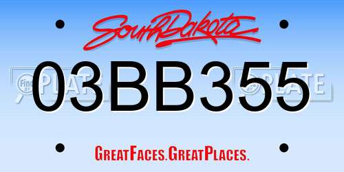 03BB355 South Dakota License Plate
