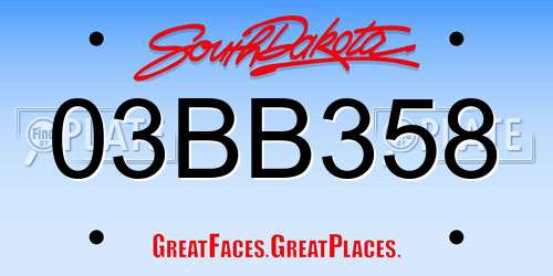 03BB358 South Dakota License Plate