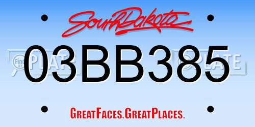 03BB385 South Dakota License Plate