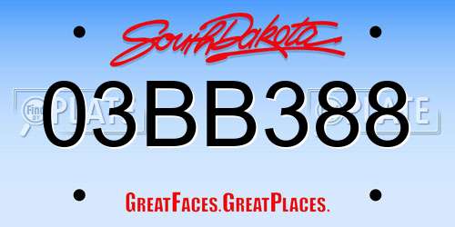 03BB388 South Dakota License Plate