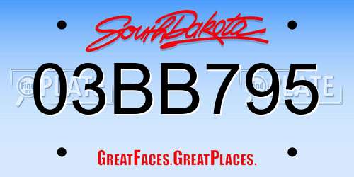 03BB795 South Dakota License Plate