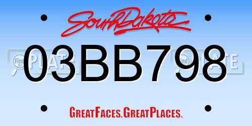 03BB798 South Dakota License Plate