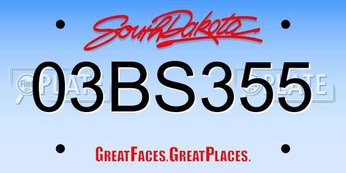 03BS355 South Dakota License Plate