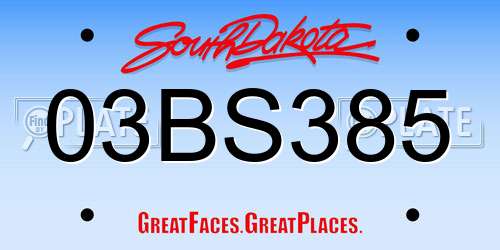 03BS385 South Dakota License Plate