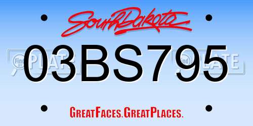 03BS795 South Dakota License Plate