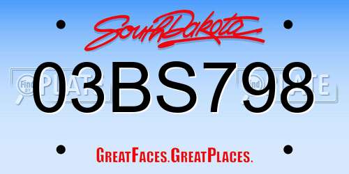 03BS798 South Dakota License Plate