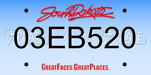 03EB520 South Dakota License Plate