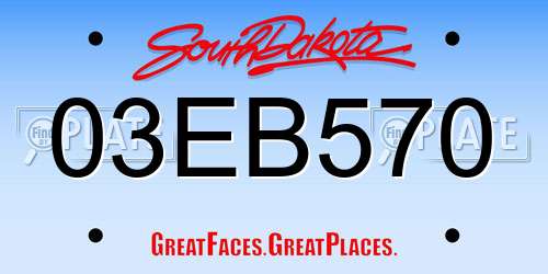 03EB570 South Dakota License Plate