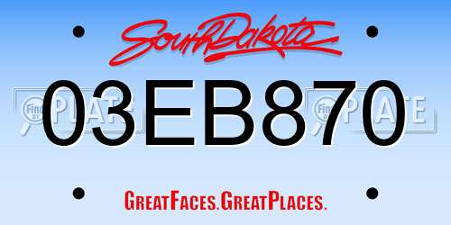 03EB870 South Dakota License Plate
