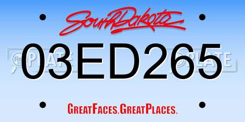03ED265 South Dakota License Plate