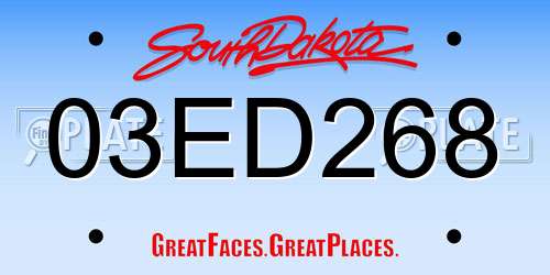03ED268 South Dakota License Plate