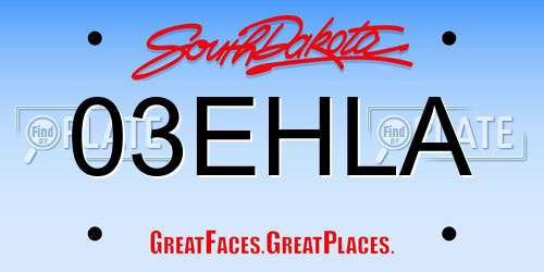 03EHLA South Dakota License Plate