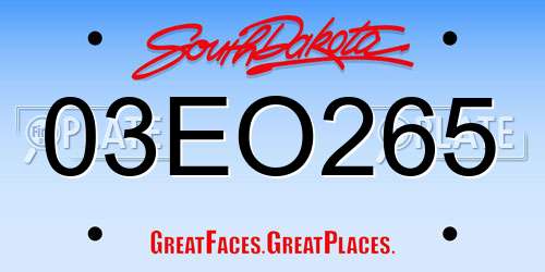 03EO265 South Dakota License Plate