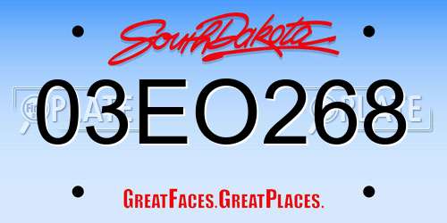 03EO268 South Dakota License Plate