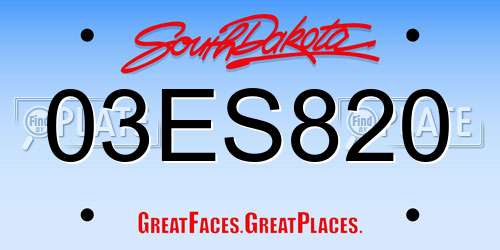 03ES820 South Dakota License Plate