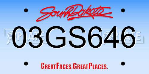 03GS646 South Dakota License Plate