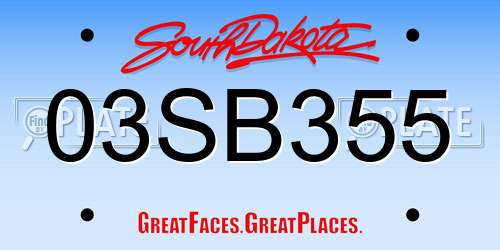 03SB355 South Dakota License Plate