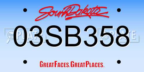 03SB358 South Dakota License Plate