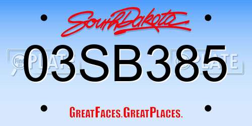 03SB385 South Dakota License Plate