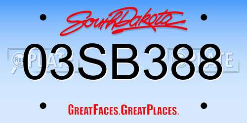 03SB388 South Dakota License Plate