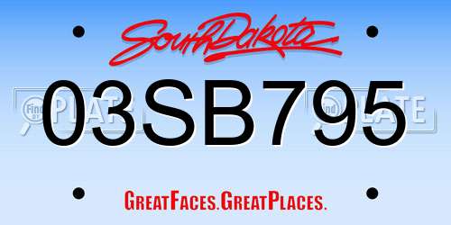 03SB795 South Dakota License Plate