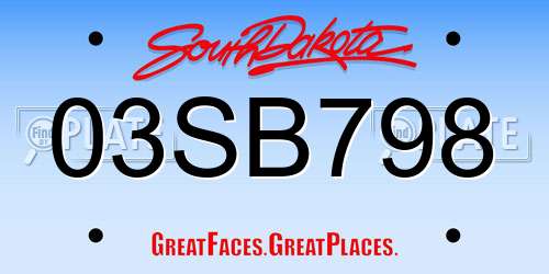03SB798 South Dakota License Plate