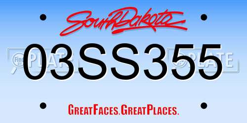 03SS355 South Dakota License Plate