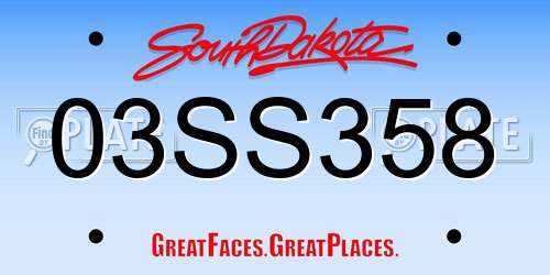 03SS358 South Dakota License Plate