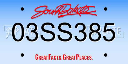 03SS385 South Dakota License Plate