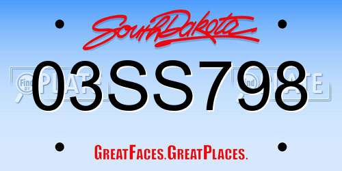 03SS798 South Dakota License Plate