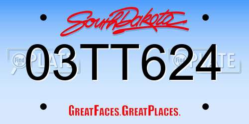 03TT624 South Dakota License Plate