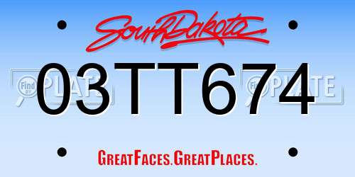 03TT674 South Dakota License Plate