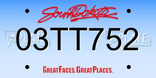 03TT752 South Dakota License Plate
