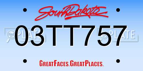 03TT757 South Dakota License Plate