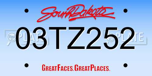 03TZ252 South Dakota License Plate