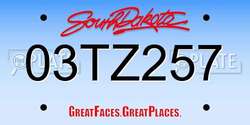 03TZ257 South Dakota License Plate