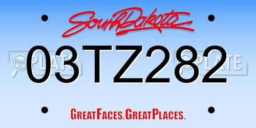 03TZ282 South Dakota License Plate