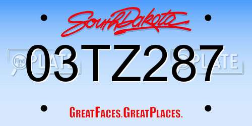 03TZ287 South Dakota License Plate