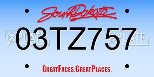 03TZ757 South Dakota License Plate