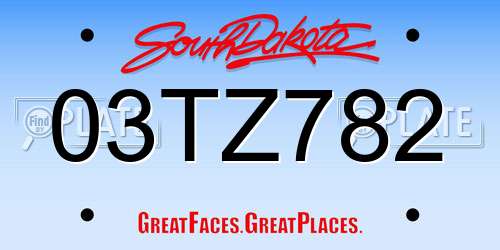 03TZ782 South Dakota License Plate