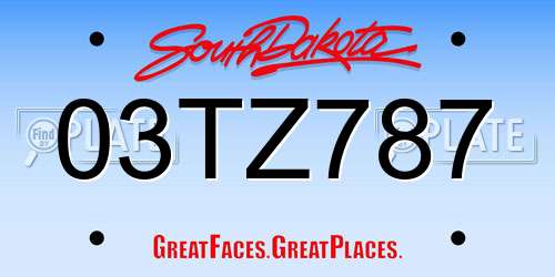 03TZ787 South Dakota License Plate