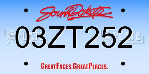 03ZT252 South Dakota License Plate